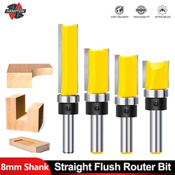 Hampton 8mm Shank Flush Trim Router Bit Tungsten Carbide Milling Cutter Straight End Mill With Bearing for Woodworking Tools