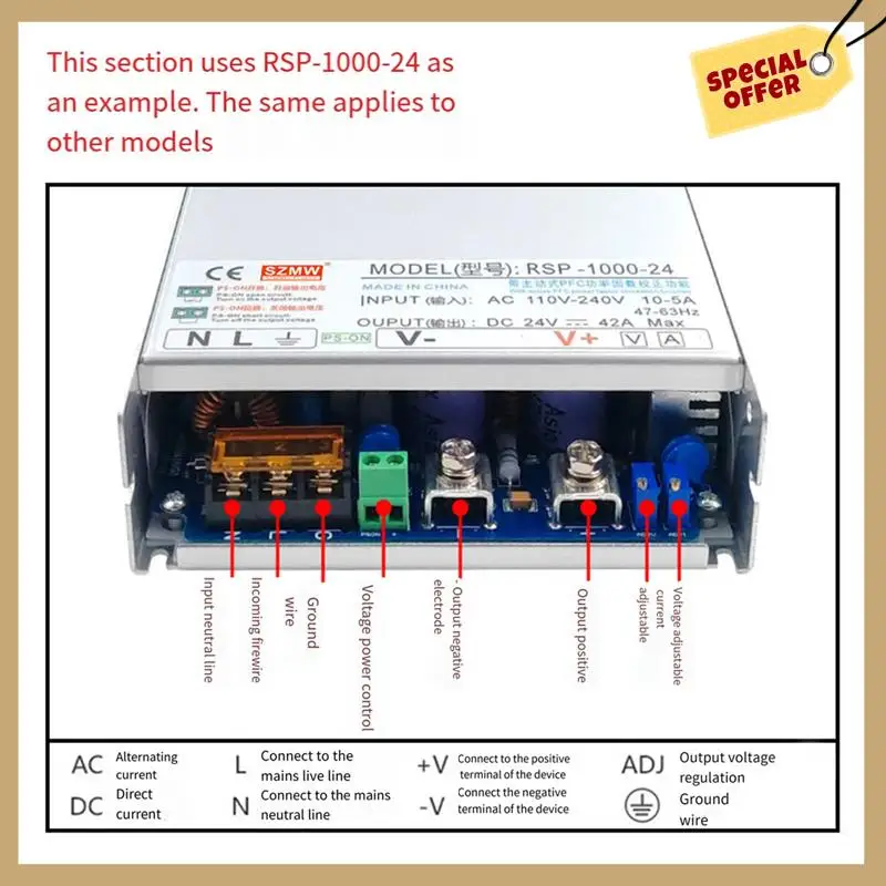 SZMW High Power Switching Power Supply Model RSP-1000-24 AC 110-240V Multi-Function Power Overvoltage Protector-WMAN