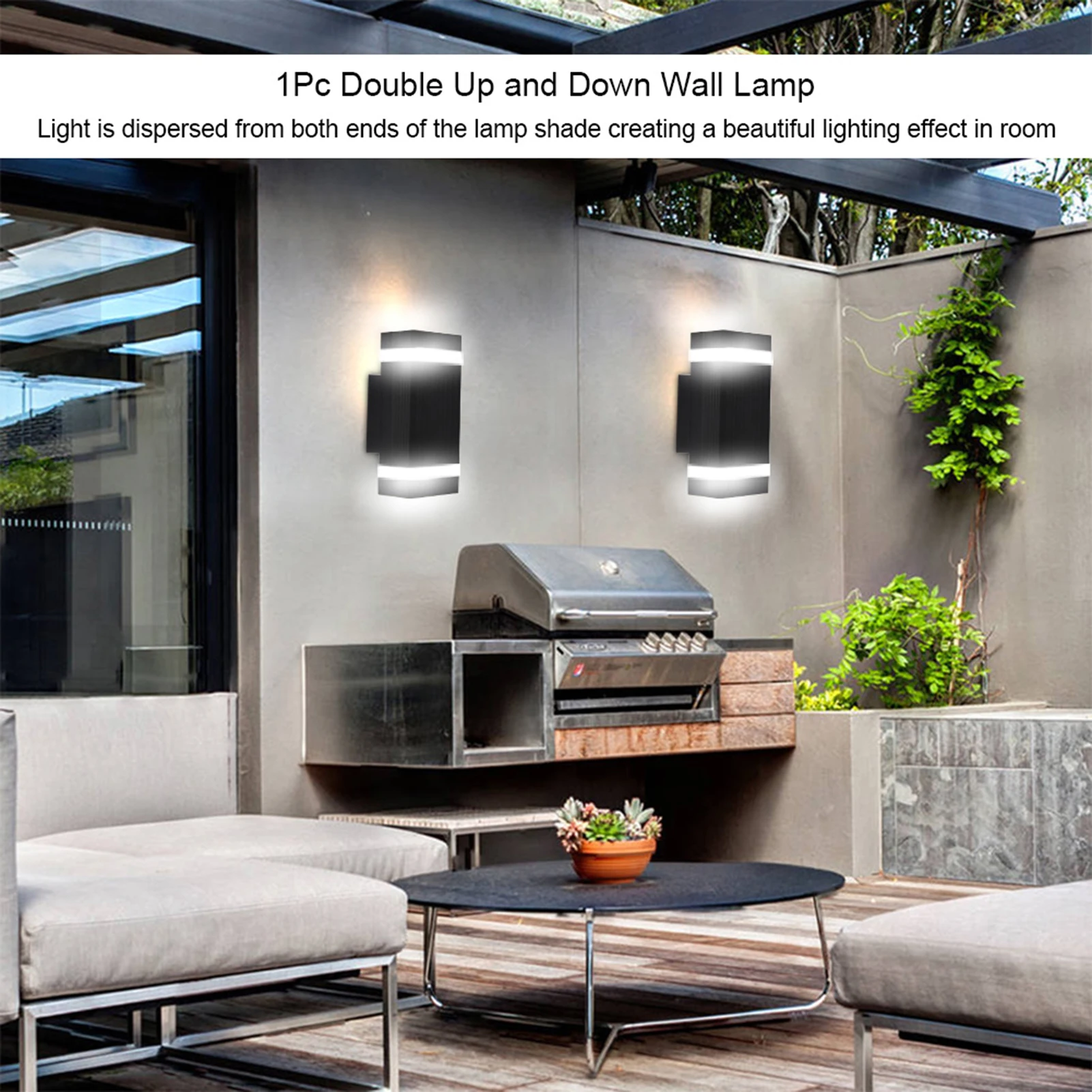 Double Up and Down Wall Light Indoor Outdoor Home Bedroom Decor Lamp LED Bulbs Included Modern Up & Down LED Wall Light