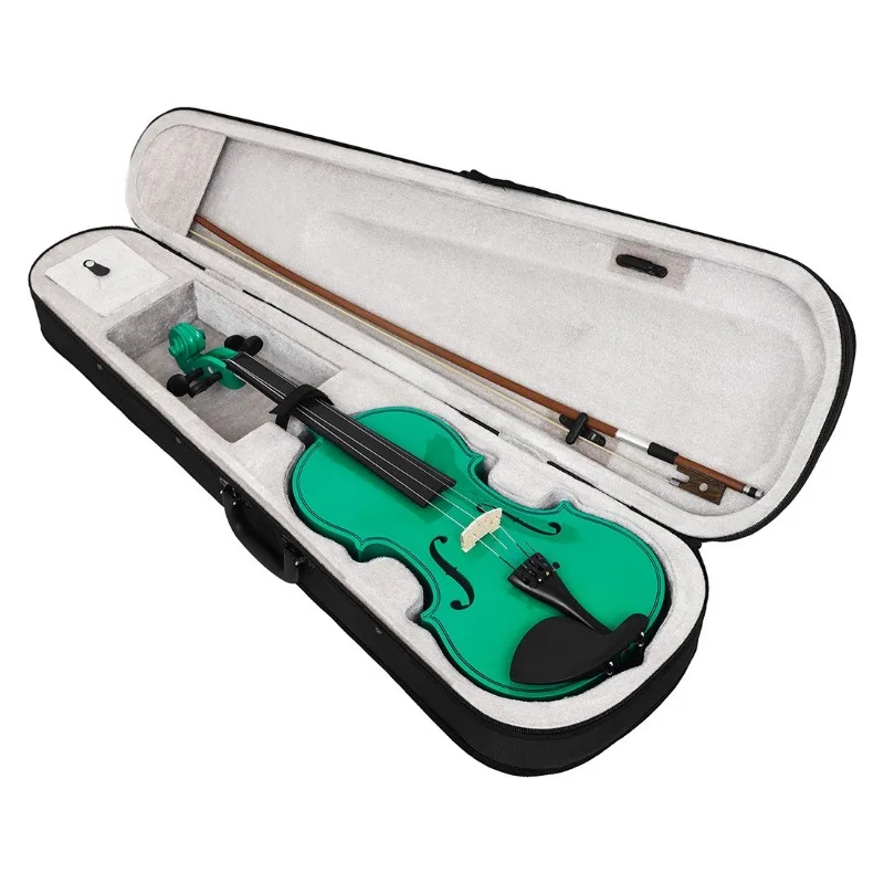 Green 4/4 Violin Set Adult Violin Popularize Solid Wood Violin Beginner Practice Adults Practice Playing The Instrument