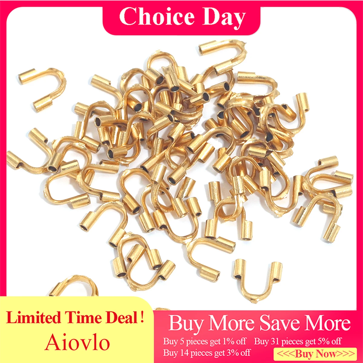 

50pcs Stainless Steel 18K Gold Plated Wire Protectors Wire Guard Guardian Protectors Loops U Shape Clasps Connector Diy Jewelry