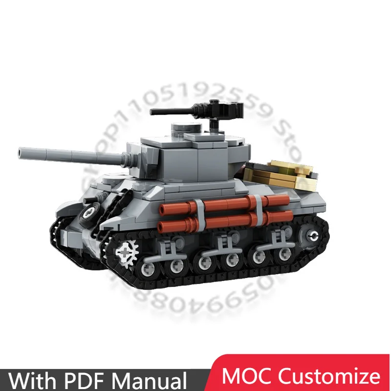 

471 деталь, серия War, модель Sherman Jumbo MOC, модульный конструктор, простой креативный дизайн, игрушка для самостоятельной сборки, подарок на день рождения