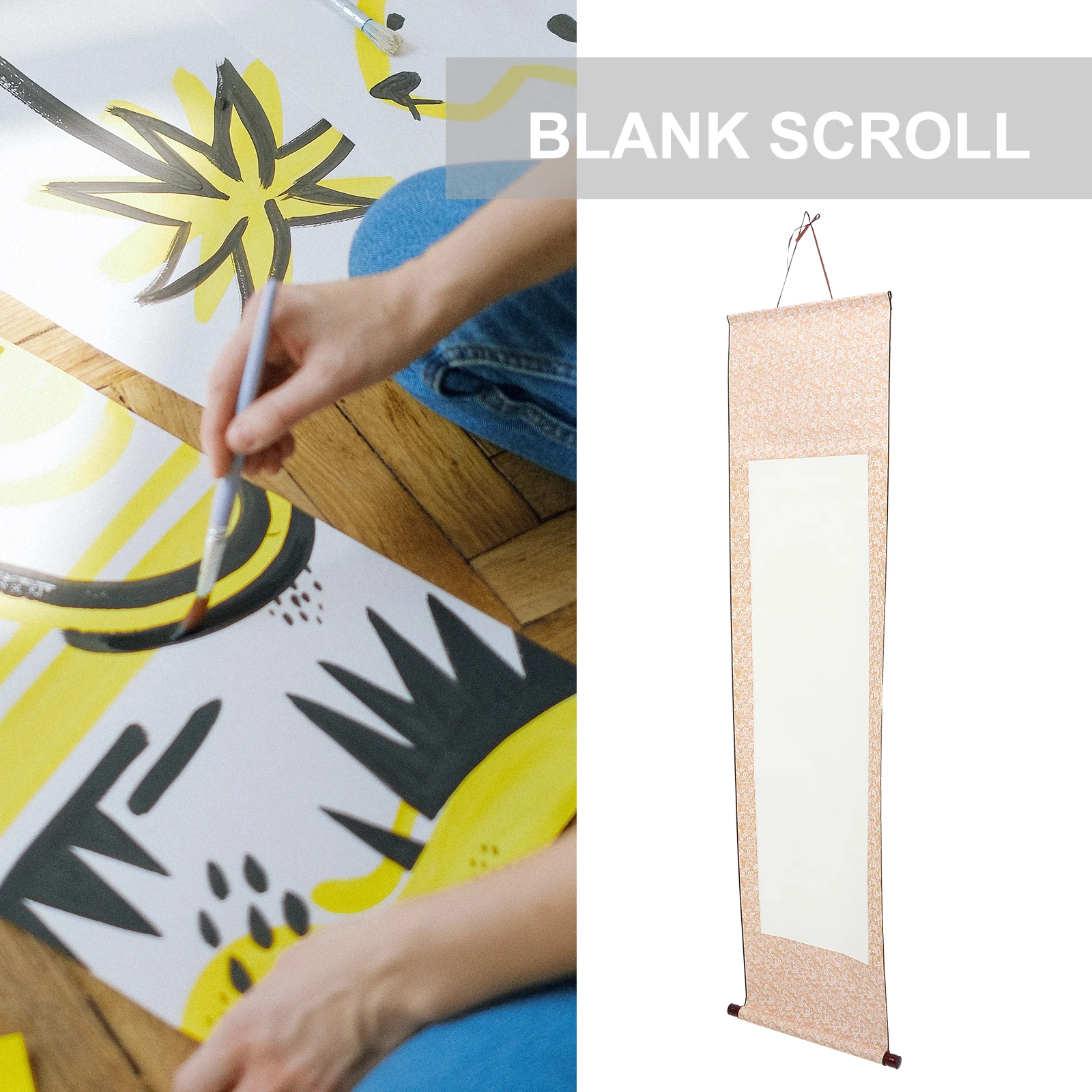 

2pcs Blank Scroll Yellow Rice for Calligraphy Art Painting Wall Hanging Lightweight Storage Box Included Chinese Xuan