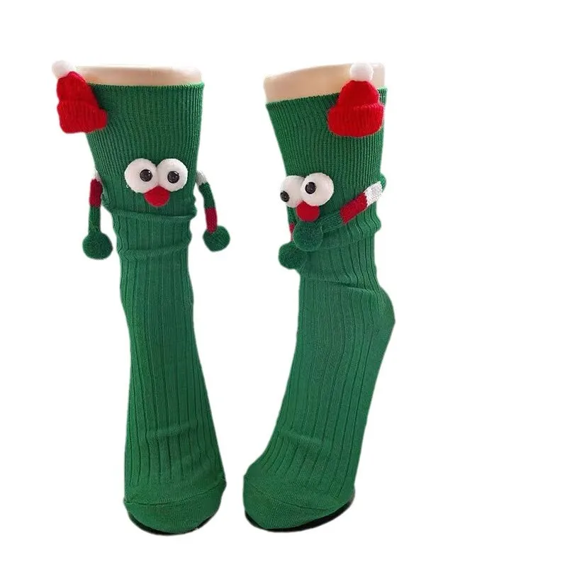 Chaussettes de noël en coton pour femmes, chaussettes de noël de dessin animé, chaussettes mi-tube amusantes pour Halloween, nouvel an, grandes chaussettes rouges