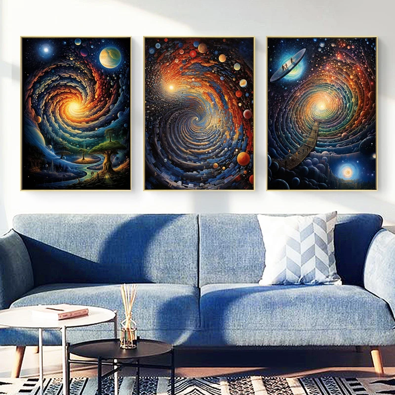 Galaxy Stars Print Painting Nebula Cloud Poster Starry Sky Canvas Painting Modern Wall Art Pictures for Living Room Home Decor