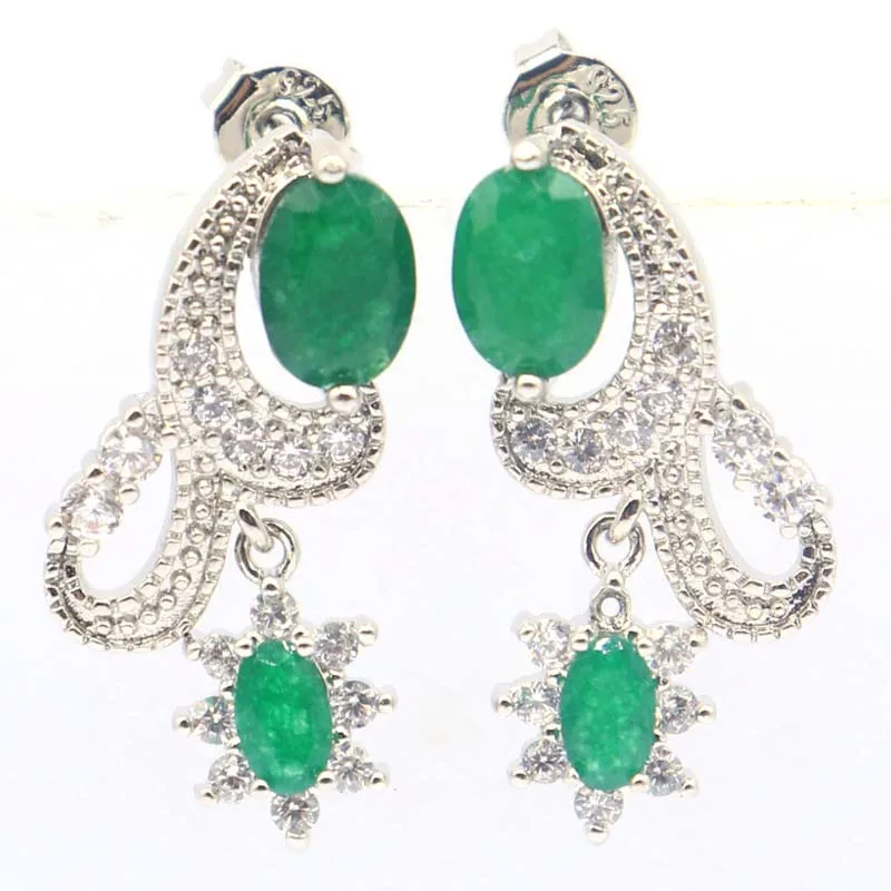 Buy 3 Get 1 Free 4.3g Customized 925 SOLID STERLING SILVER Earrings Real Green Emerald Real Blue Sapphire CZ Women Engagement