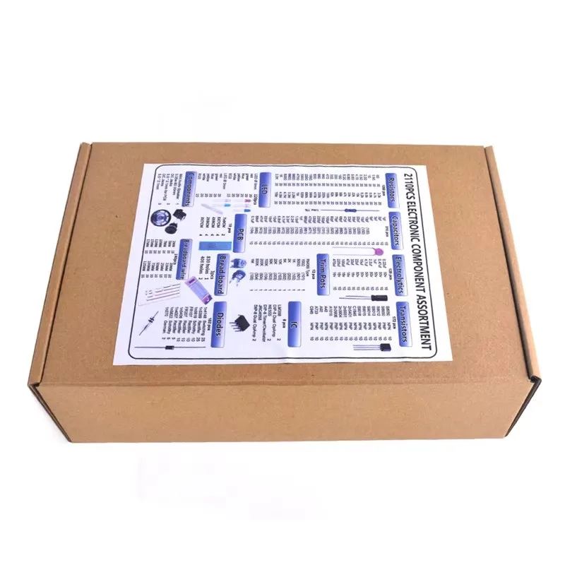 2110PCS Mega Electronic Component Kit Assortment, Capacitors, Resistors, LED, Transistors, Diodes, RGB, Breadboard,PCB