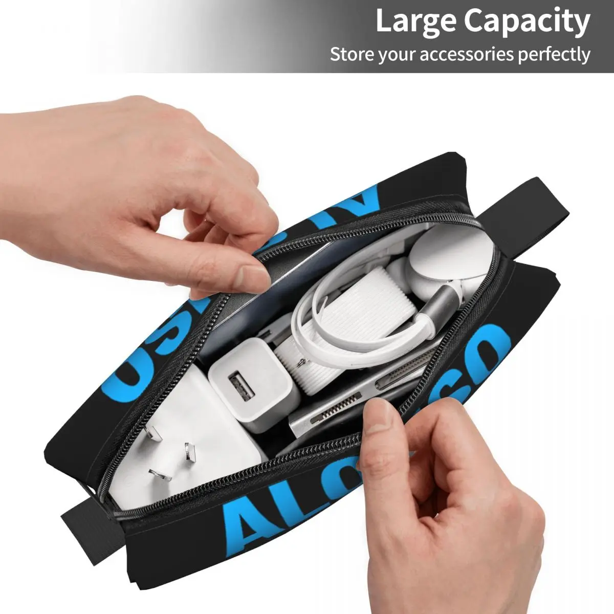 Custom Travel Sport Motorcycle Toiletry Bag Alonso 14 Number Cosmetic Makeup Organizer for Women Beauty Storage Dopp Kit Case