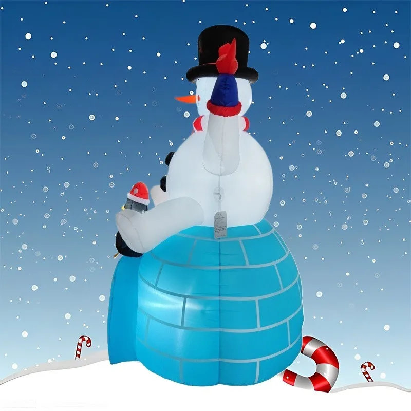 Inflatable Toy Sitting Snowman Penguin Christmas Inflatable Model Luminous Inflatable Model Christmas Atmosphere Decor Model