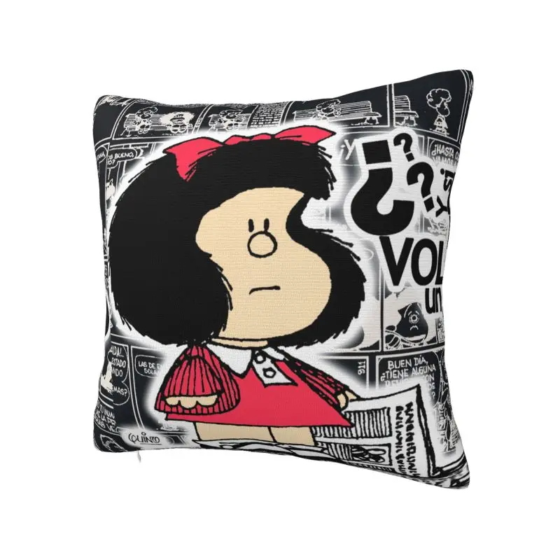 Vintage Quino Comic Mafalda Luxury Pillow Cover Bedroom Decoration Cartoon Mang Cushion