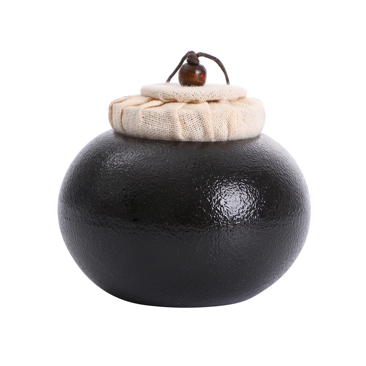 

Black Pottery Tea Jar Round Storage Container Chinese Style Sealed Canister Coffee Sugar Candy Jar Gift Black Pottery Tea Can