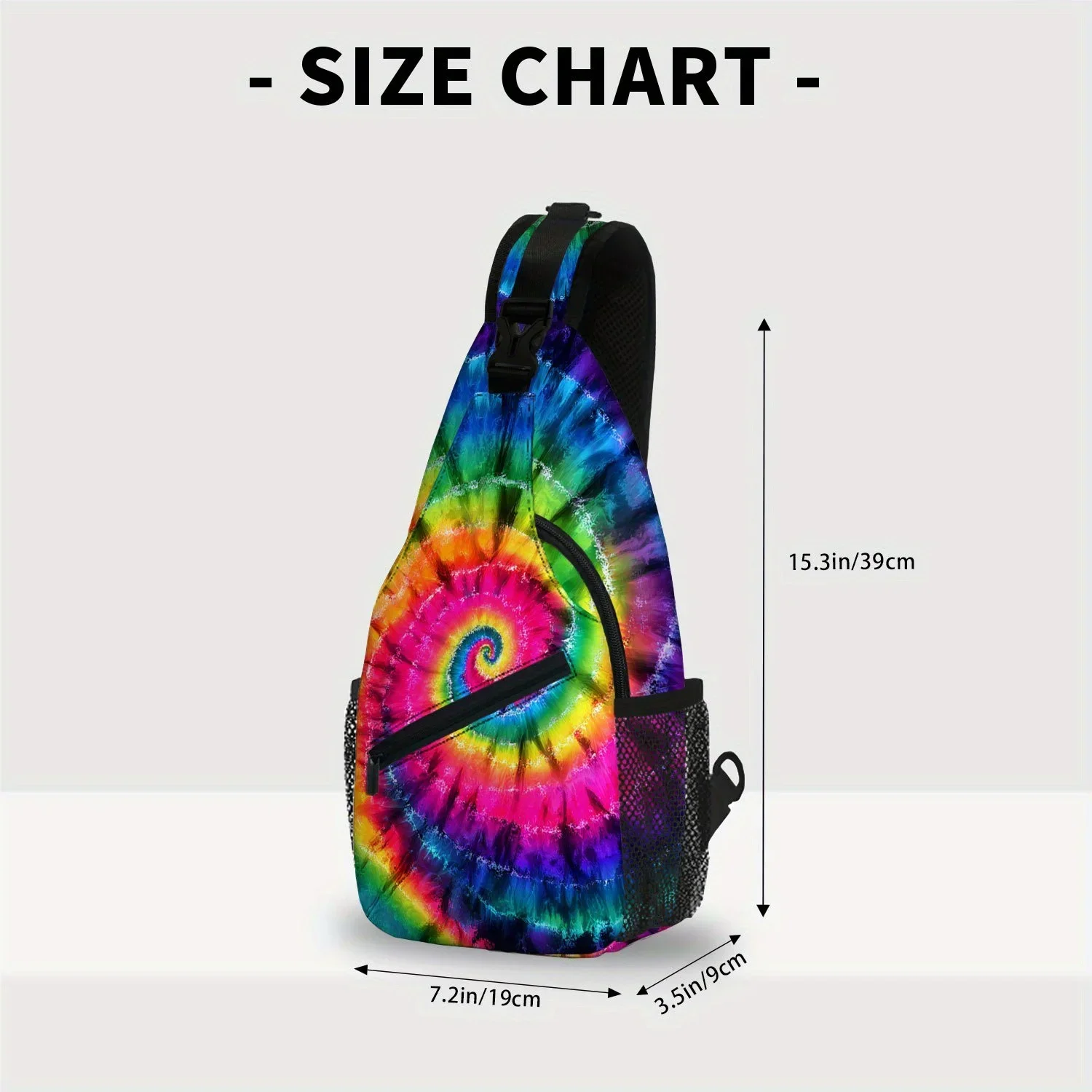 Custom Men'S Retro Bohemian Crossbody Chest Bag - Adjustable Strap, Multiple Compartments, Vibrant Tie-Dye Design, Durable