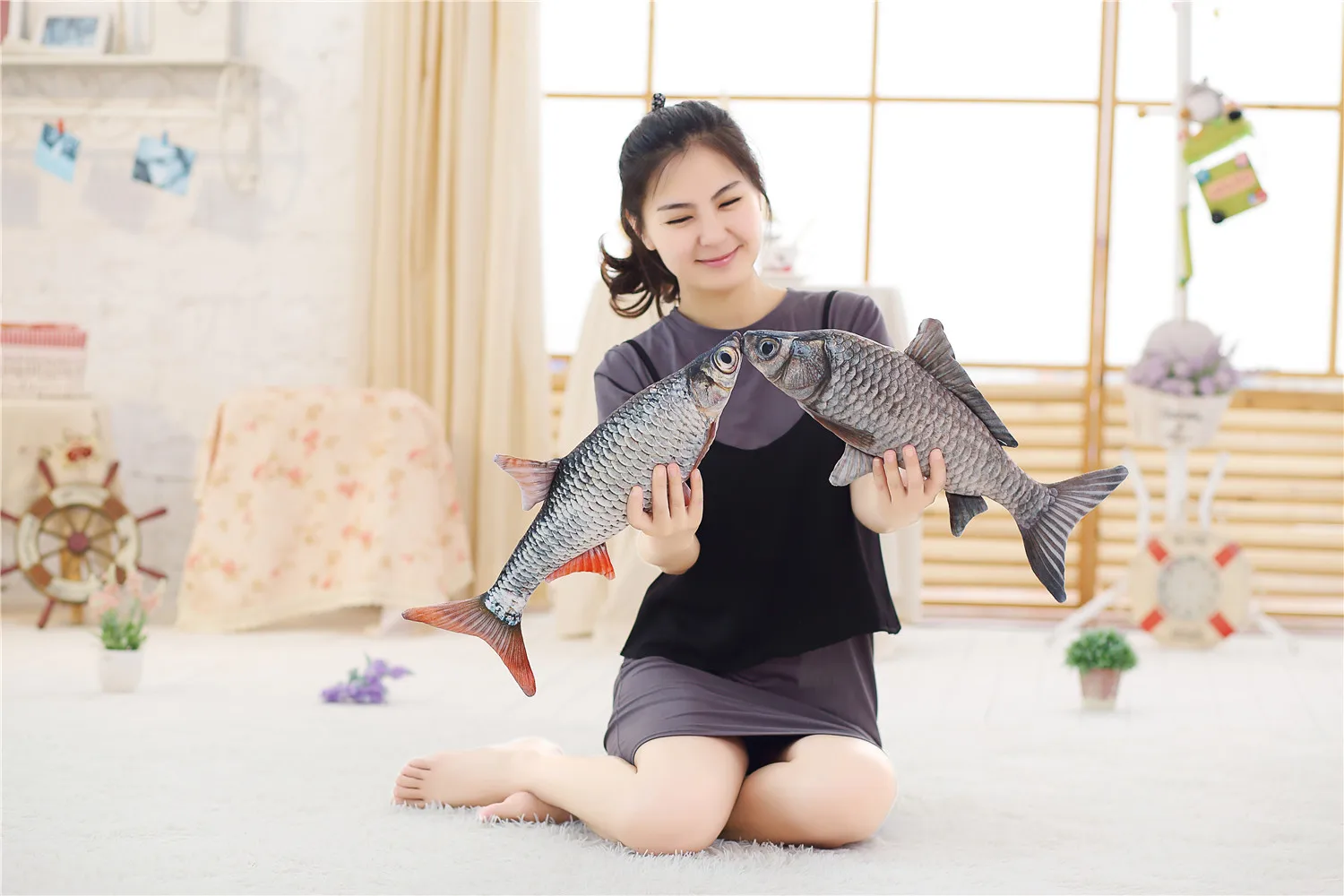 1Pc ปลาจำลองตุ๊กตาของเล่นตุ๊กตา Real Life Sea สัตว์สีแดงหางปลาสร้างสรรค์ของขวัญวันเกิดหมอนสำหรับเด็กตุ๊กตาของเล่น