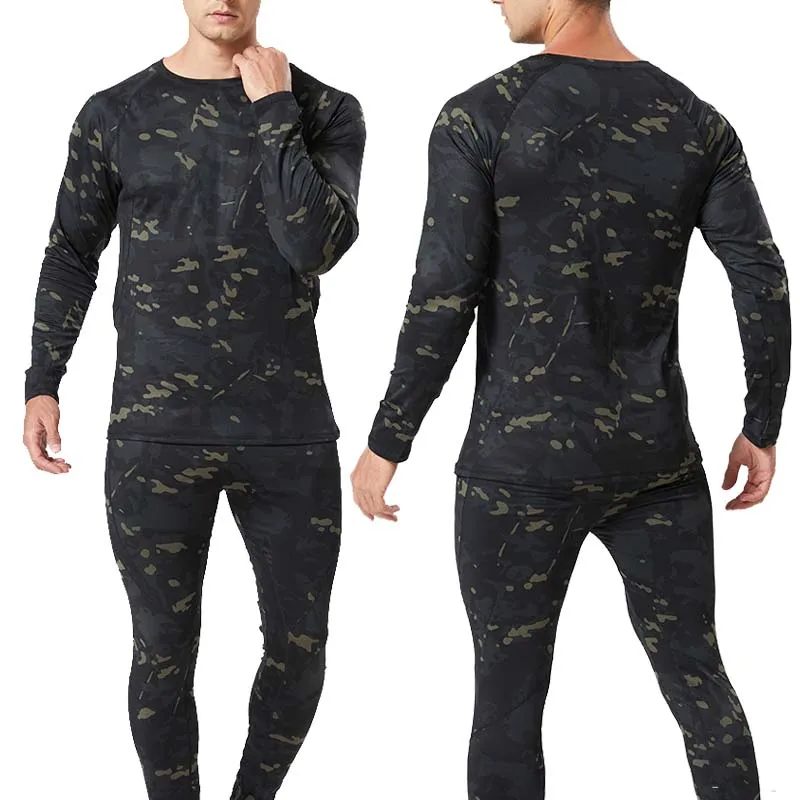 

Мужские комплекты, зимняя теплая футболка на флисовой подкладке, однотонный базовый пуловер с круглым вырезом, толстовка, термобелье, топы, мужская одежда