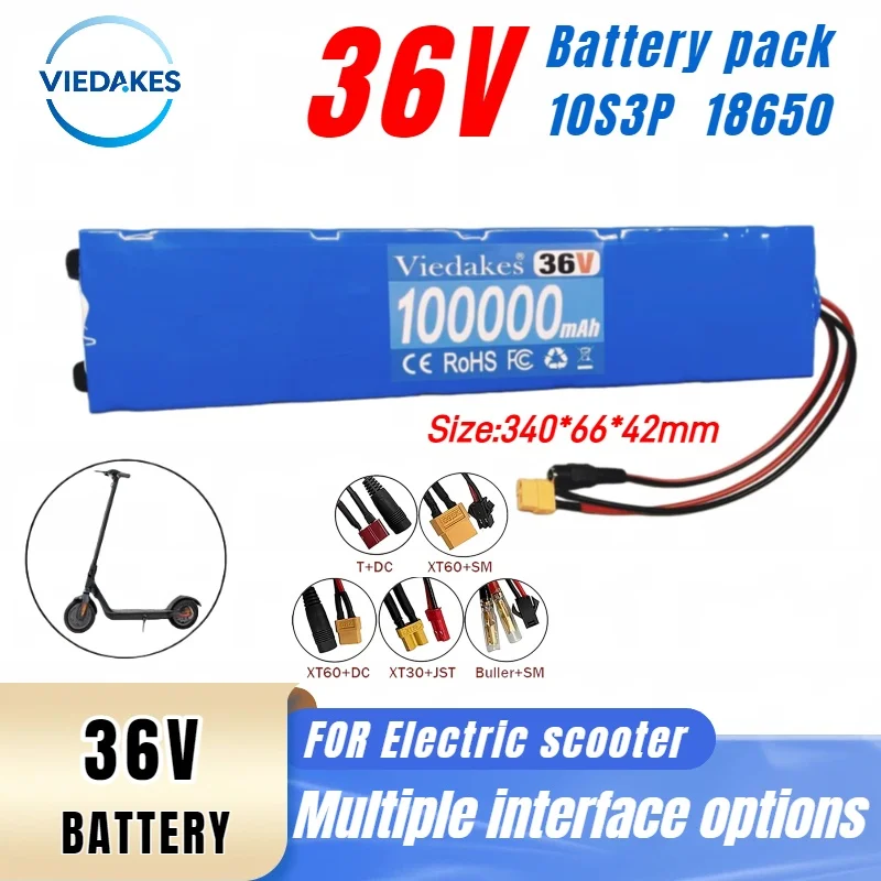 

High Power 36V Lithium Battery for E-Scooters | With BMS Protection | Select from XT60, XT30, JST, DC Connectors