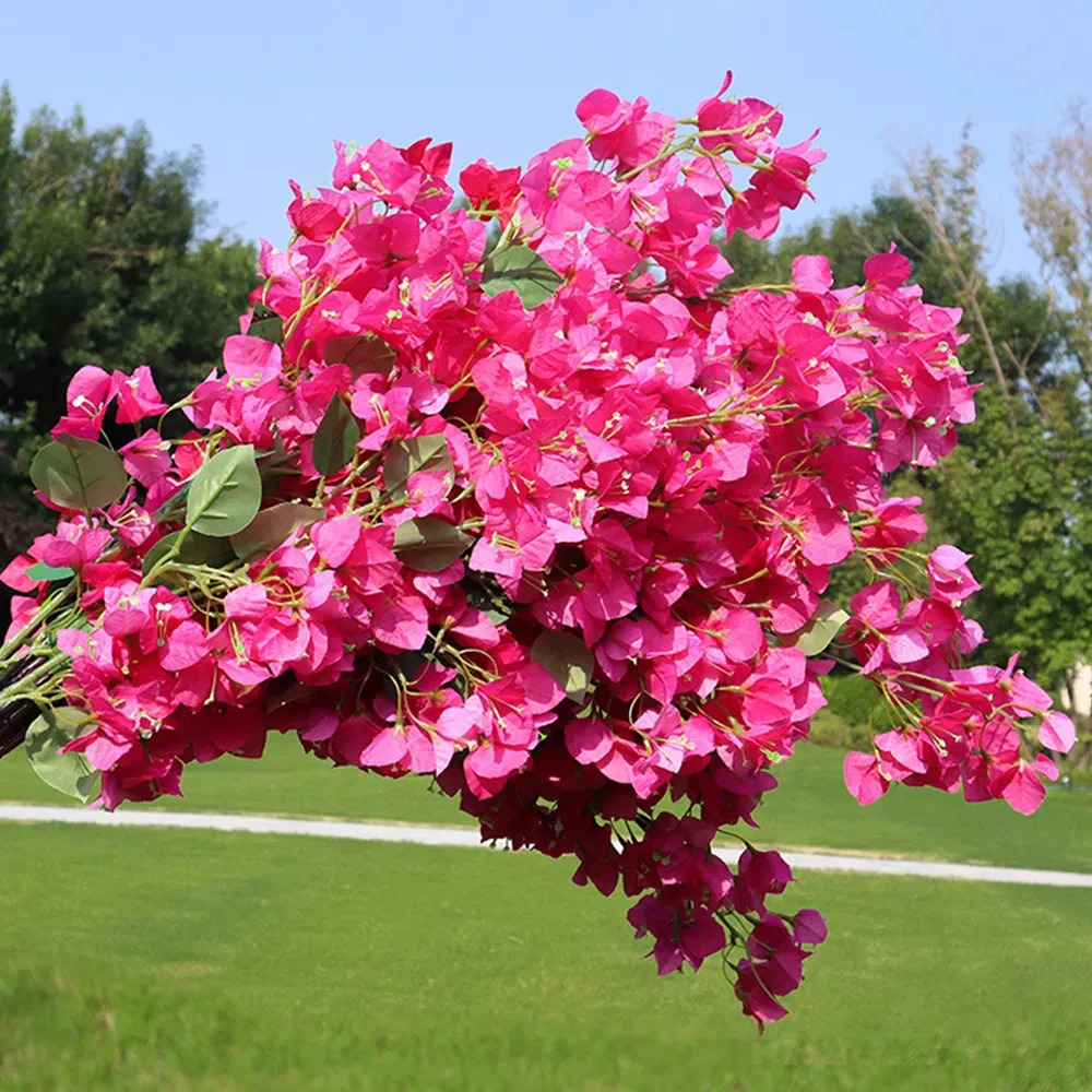 100Pcs Silk Bougainvillea Glabra Artificial Flowers Fake Cherry Blossoms Flower Arranging Home Decor Christmas Wedding Decorati