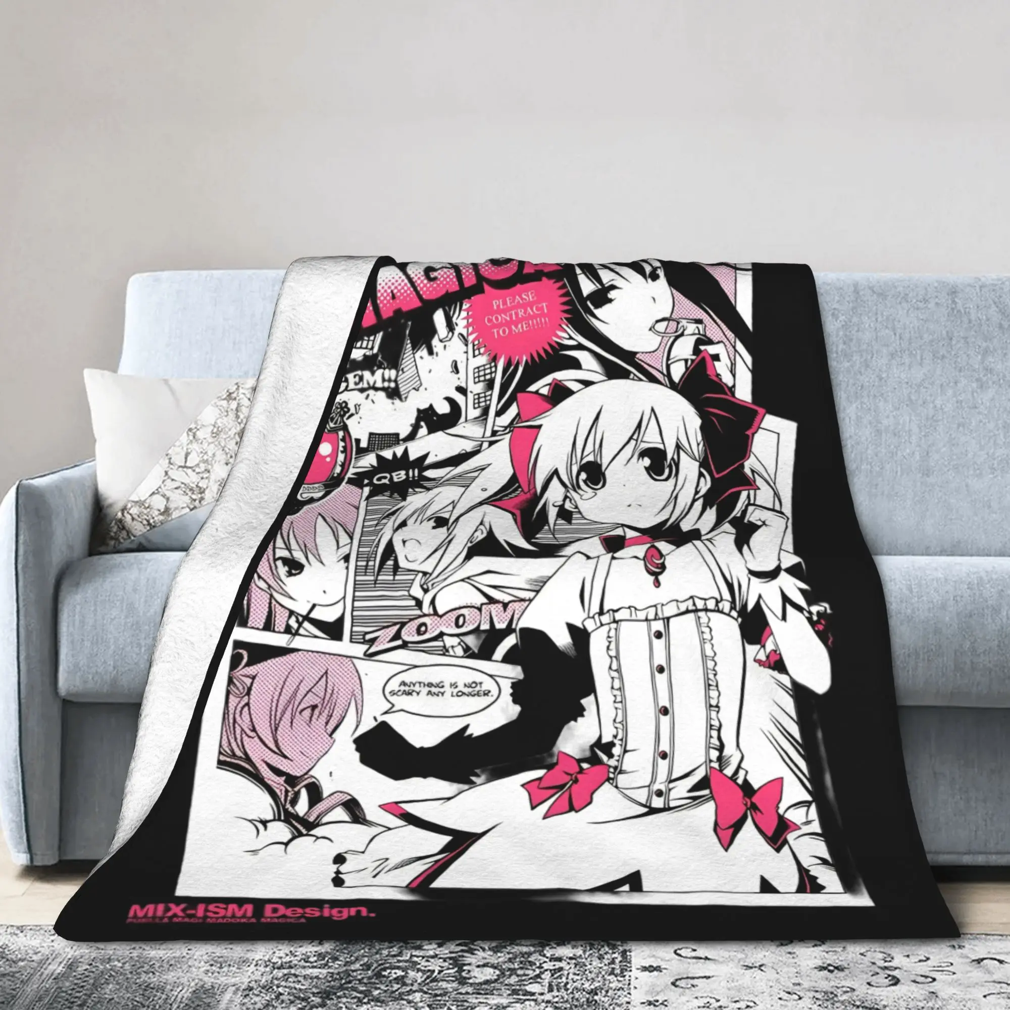 Puella Magi Madoka Magica Blankets Fleece Summer Air Conditioning Anime Breathable Soft Throw Blankets for Bedding Car Quilt