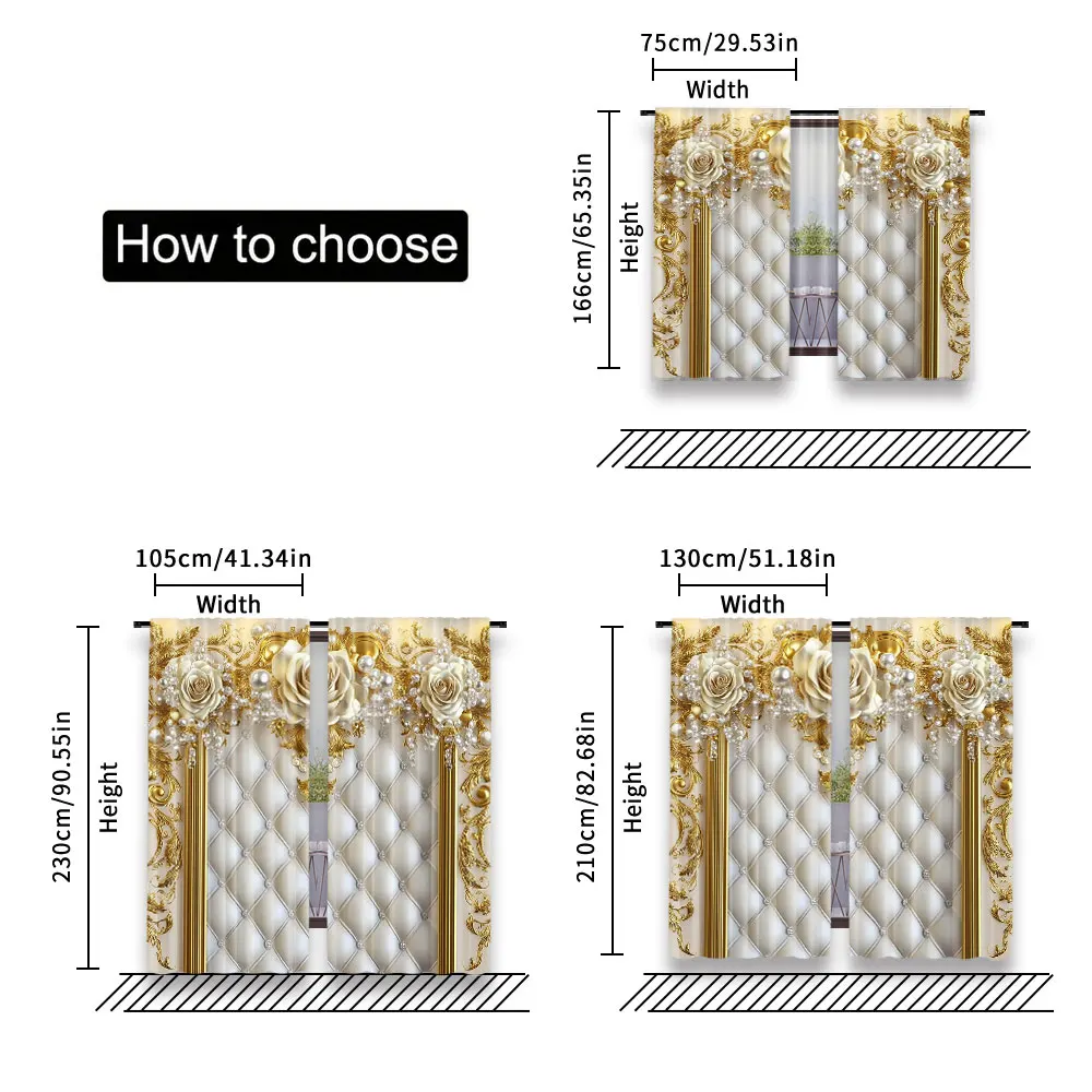 2 stuks gouden bloemgordijn elegante Europese stijl geschikt voor woonkamer eetkamer keuken slaapkamer badkamer studeerkamer