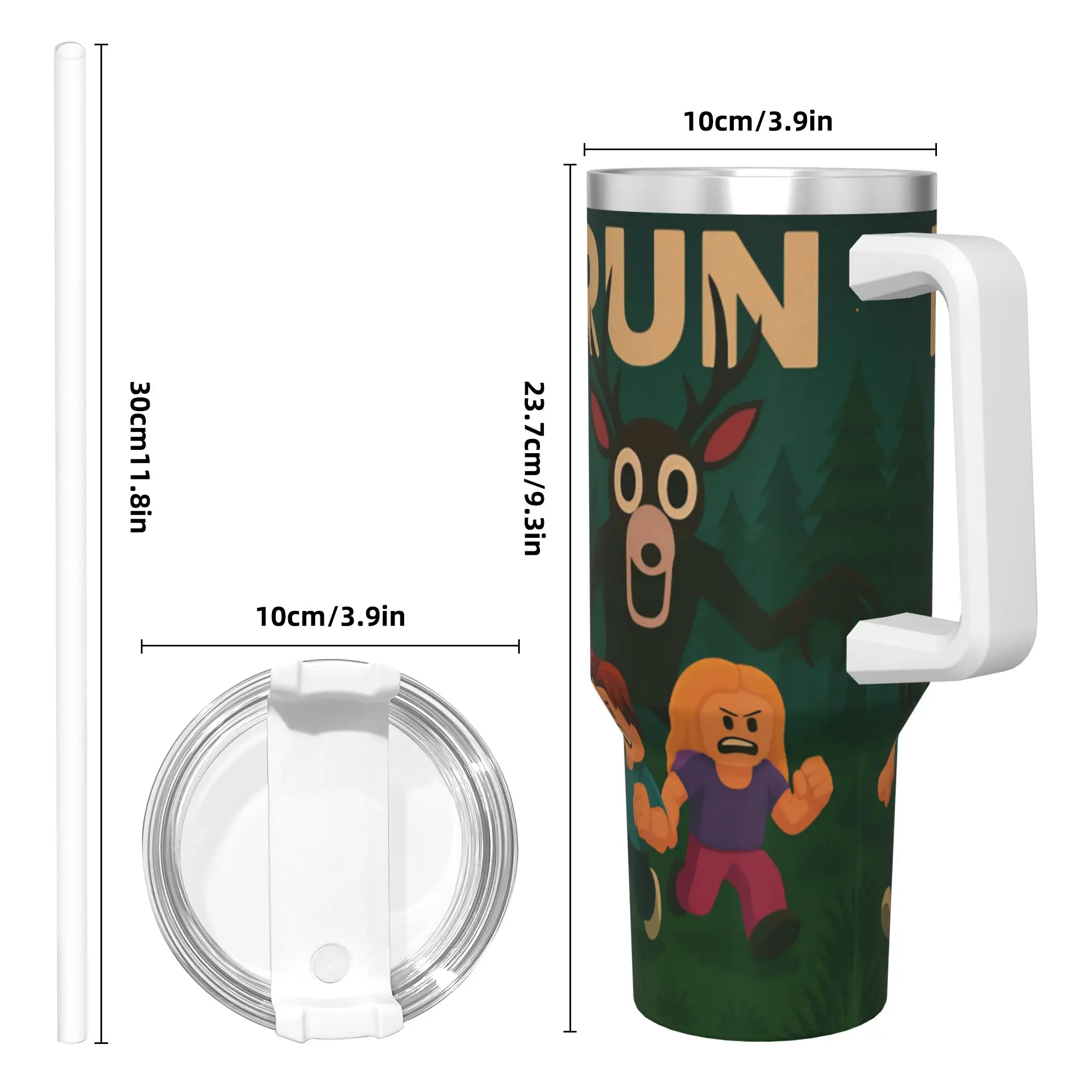 بهلوان من الفولاذ المقاوم للصدأ تشغيل 99 ليلاً في كوب أكواب الغابة مع شفاطات للمشروبات الساخنة زجاجة مياه تحافظ على الحرارة 40 أونصة كوب