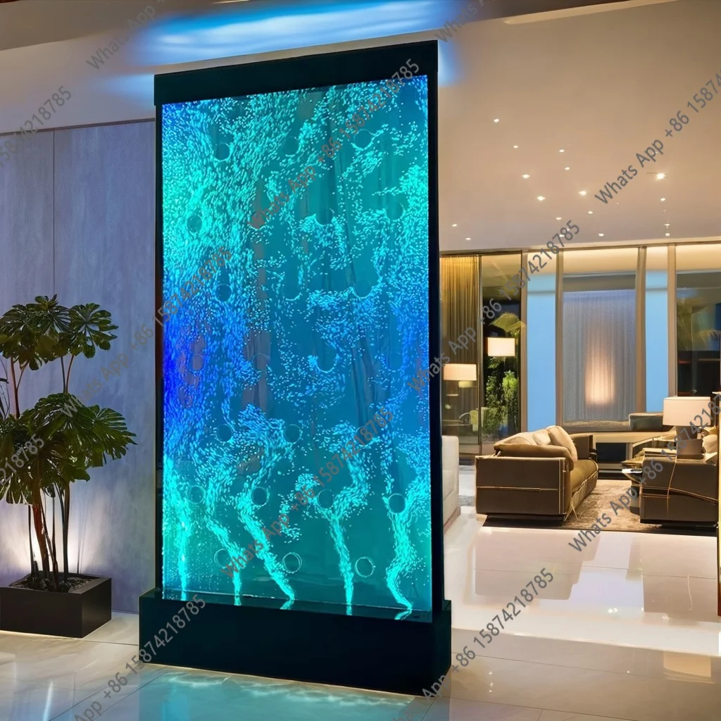 O Customization.Modern Acrylic Water Bubble Wall Panels Movable Partition LED Decorative Wall
