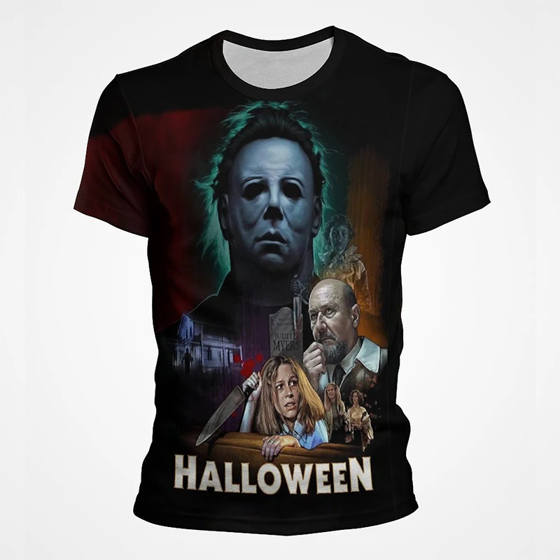 Halloween T-Shirts Horror Movie 3D Print O-neck Casual Scary Streetwear Men Women Cool Fashion Oversized T Shirt Kids Tees Tops