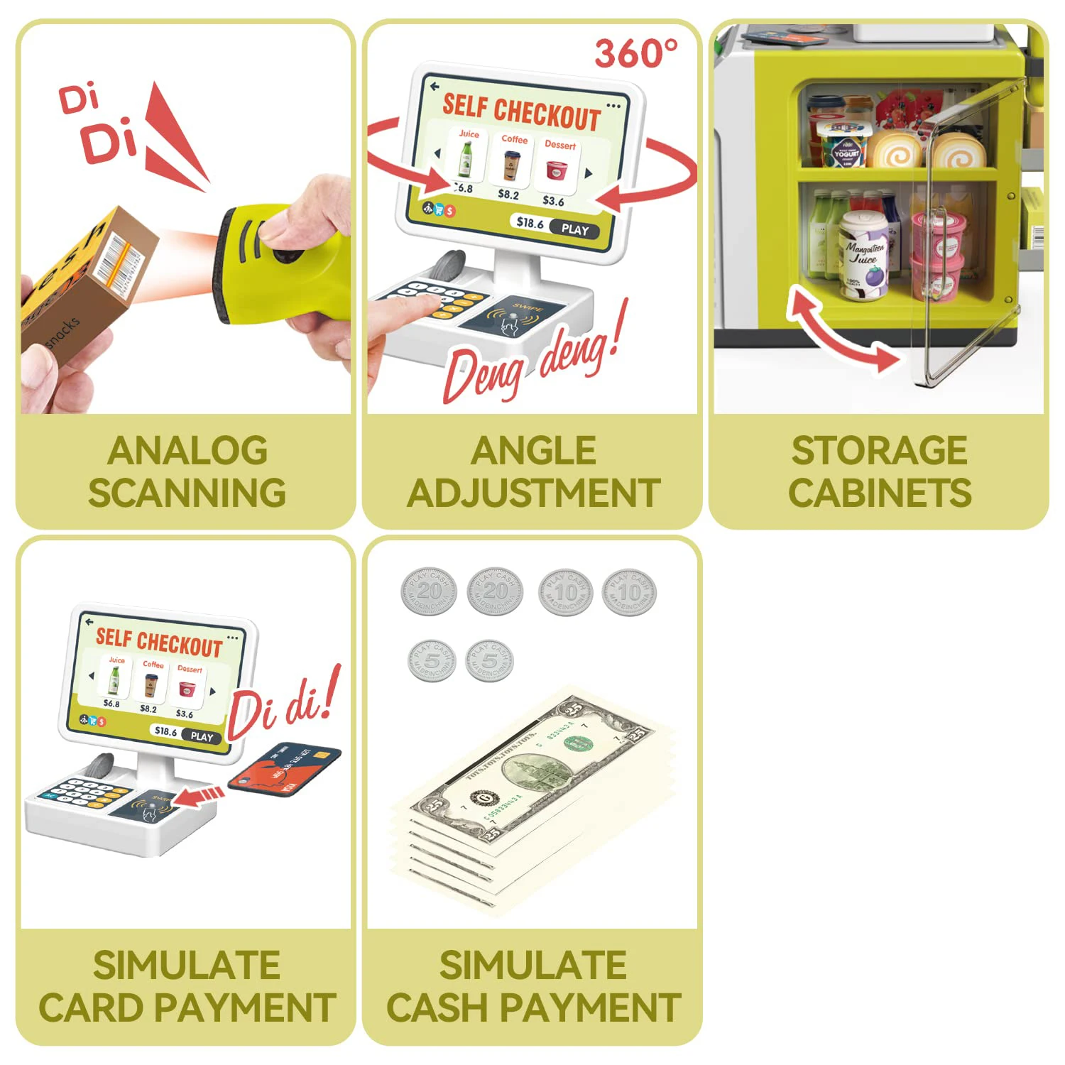 Mini giochi di finzione Il bancone della macchina da caffè per lo shopping del supermercato giocattolo per bambini può produrre un set di banconi per la vendita d'acqua