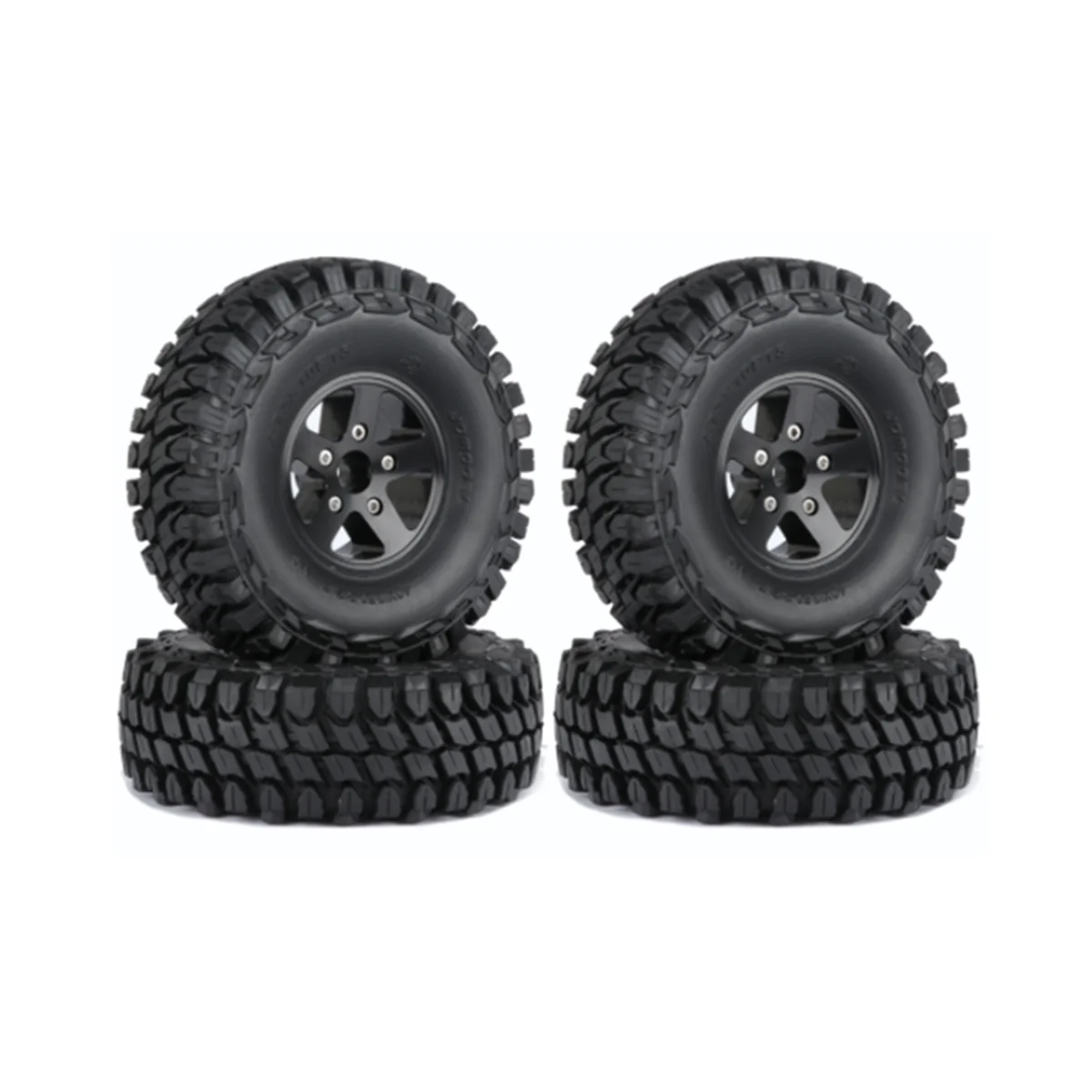 

4Pcs 110mm Metal 1.9 Beadlock Wheel Rim Rubber Tire Set for 1/10 RC Crawler Car Axial SCX10 TRX4 D90 Redcat,1