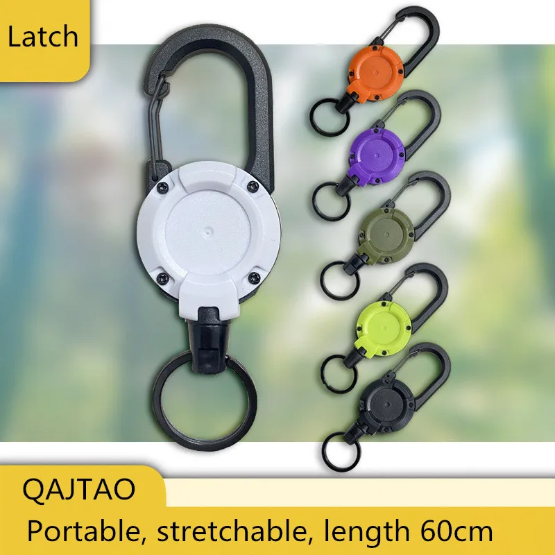 6pcs/1pc Outdoor U-shaped Retractable Keychain, Heavy-Duty Climbing Buckle, Retractable ID Badge Clip, Keychain, Fishing Buckle