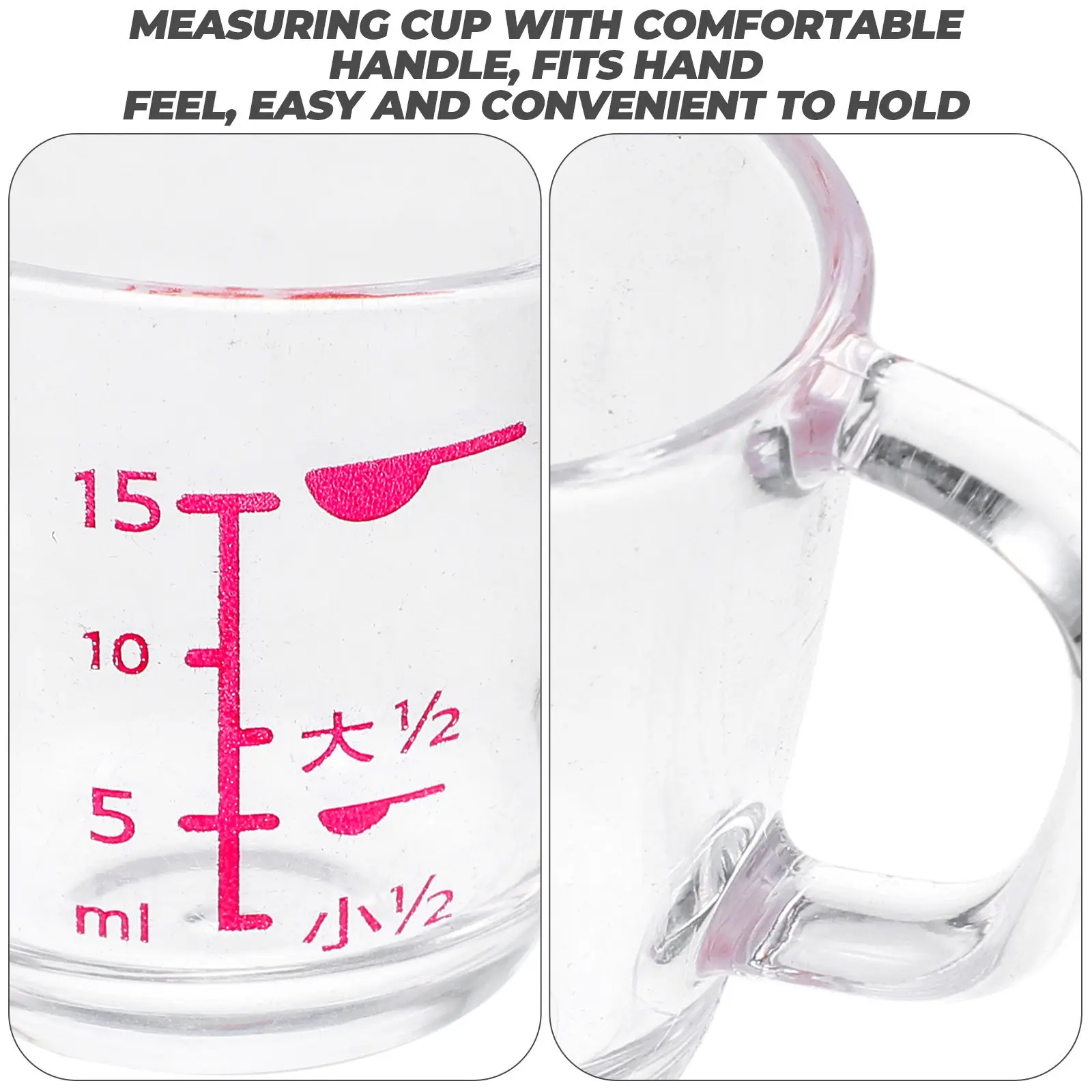 2Pcs Small Measuring Cup with Scale Thickened Glass Style Measuring Cup for Milk Coffee Cooking Liquid Volume Measurement