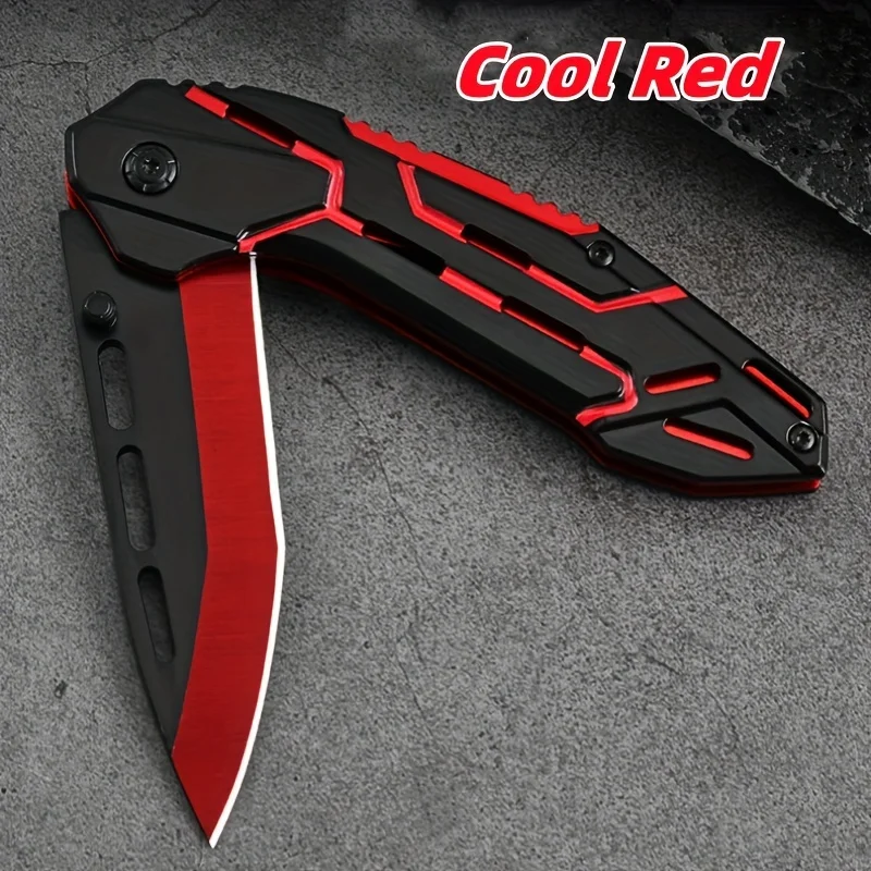 1pc Cool Outdoor Folding Knife, Quick Opening Folding Knife, High Hardness Knife For Camping