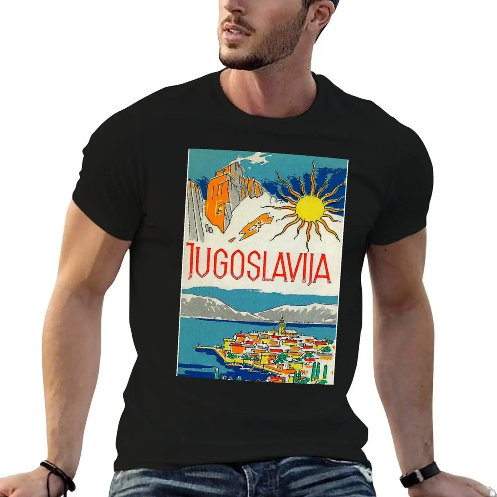 Yugoslavia Vintage Retro Travel Poster T-Shirt customs man t shirt oversizeds cotton t shirt men