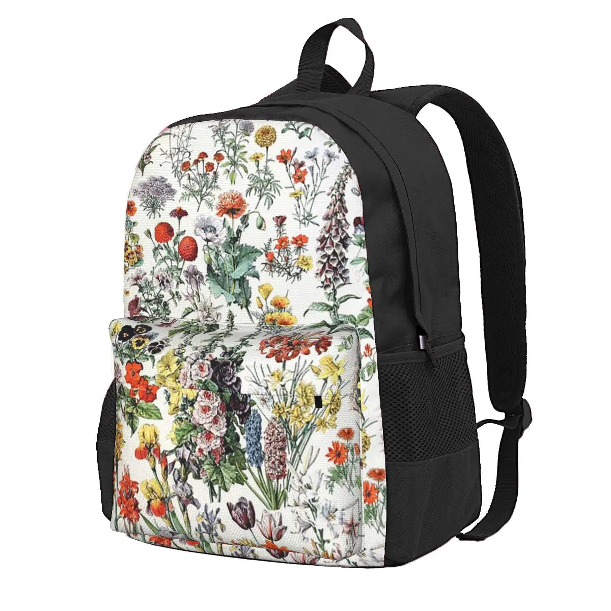 

Adolphe Millot Fleurs A Flowers Student Backpack School Bag Hiking Travel Daypack for Men Women Fashion Bookbag Shoulder Bags