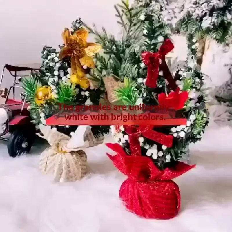 Mini Desktop Christmas Tree Realistic Artificial Pine with Ribbon Bow Tabletop Ornament for Home Holiday Xmas Decor