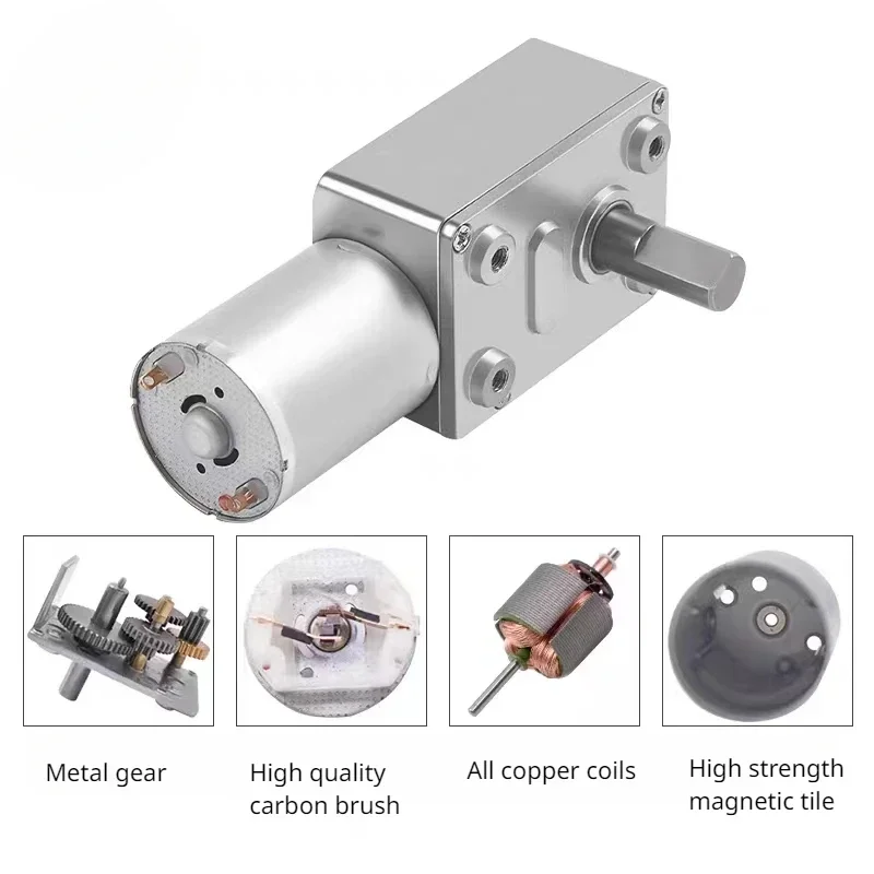 

ZGY370 Червячный мотор-редуктор JGY370 4632 DC 6 В 12 В 24 В Червячный реверсивный турбо-металлический редуктор с редуктором