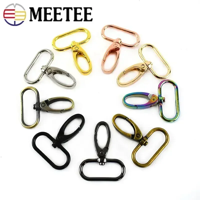 Meetee 10/20Pcs 16/20/26/32/38/50mm Metal Bag Strap Buckles Lobster Clasp Collar Carabiner Snap Hook DIY KeyChain Bags Accessory