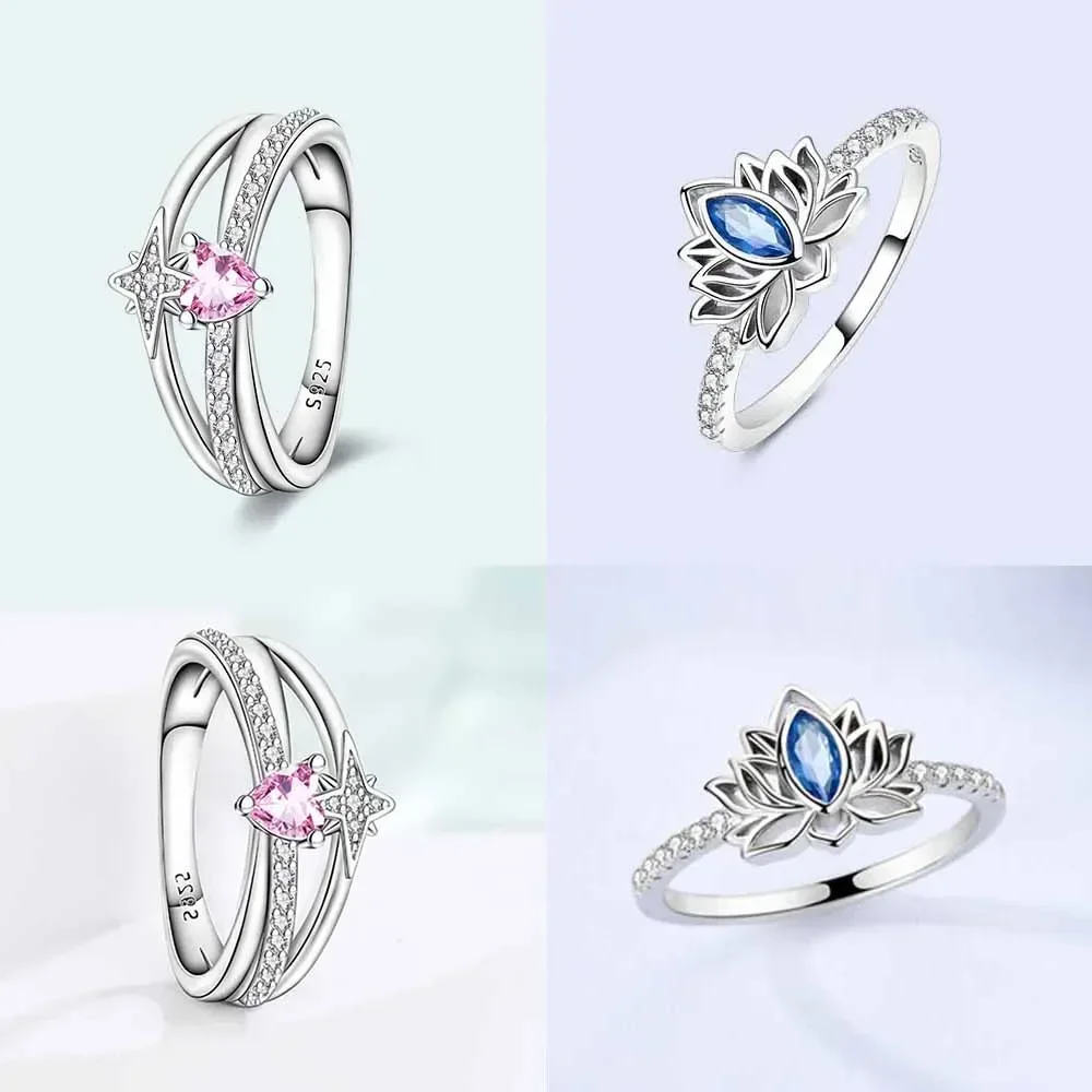 Women Rings Original Infinite Pink Heart Love 925 Sterling Silver Rings Graduation Dating Match Gift Delicate Holiday Jewelry