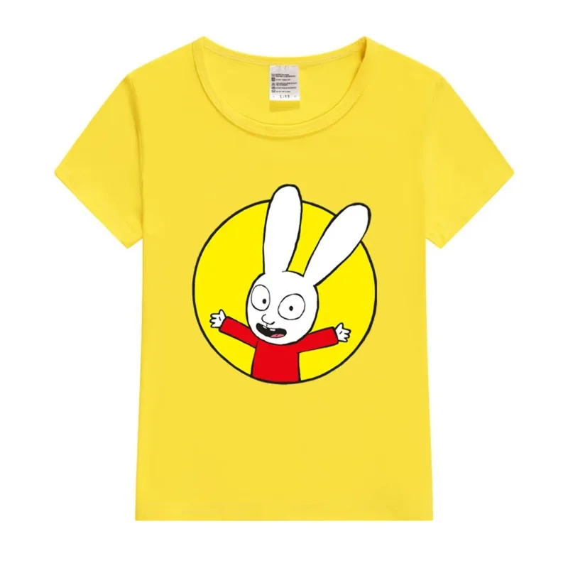 Camiseta Simon Kids para niños, Camiseta con estampado de conejo, Top de verano para niños y niñas, camiseta bonita de moda para niños de verano 2025