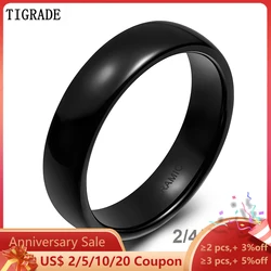 TIGRADE 2/4/6mm Black Ceramic Ring Polished Women Men Wedding Rings Engagement Band Female bague Plus Size 4-14 Anti-Allergy