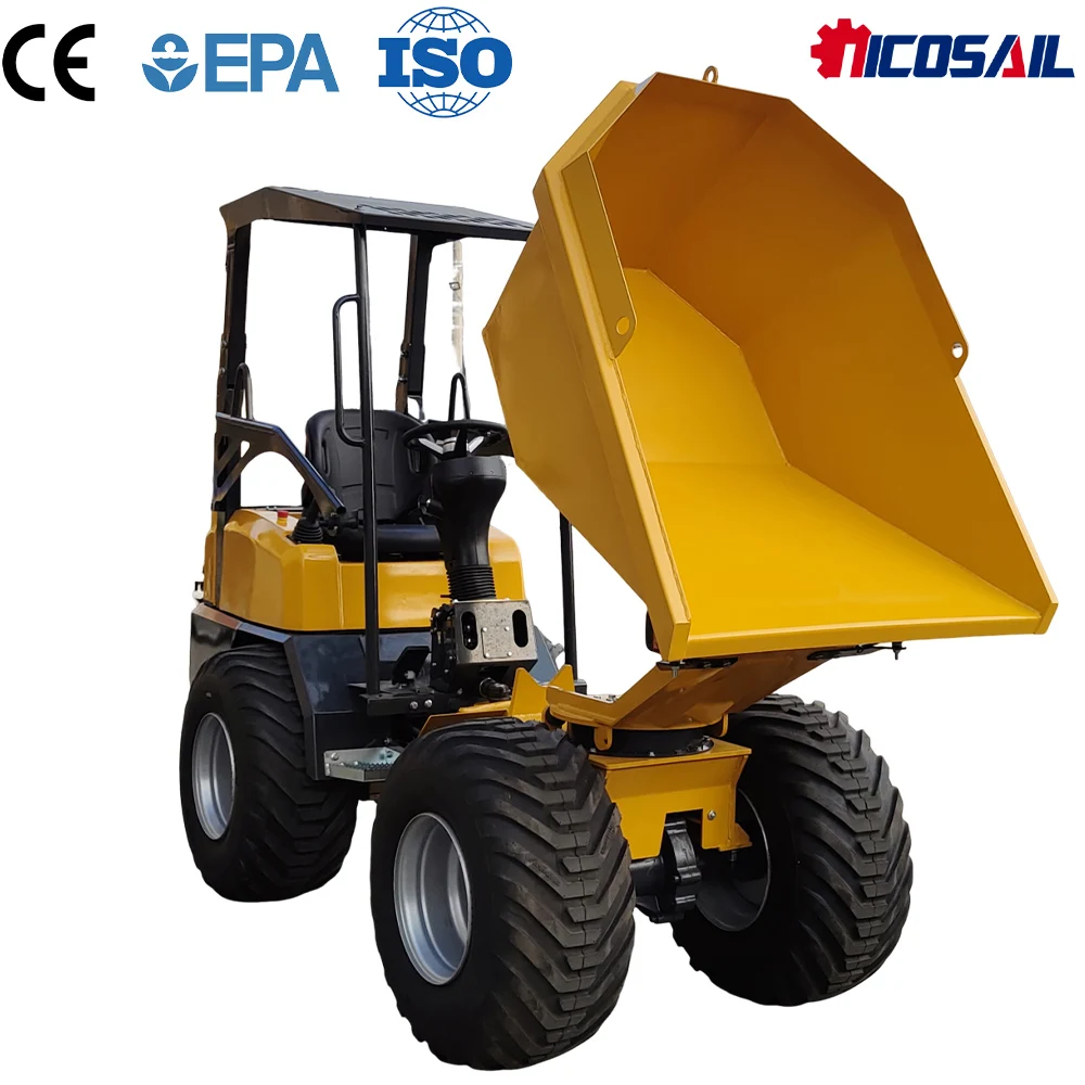

D130 Mini Hydraulic Wheel Dumper 12km/h High Speed CE Certified For Farm Construction Material Transport