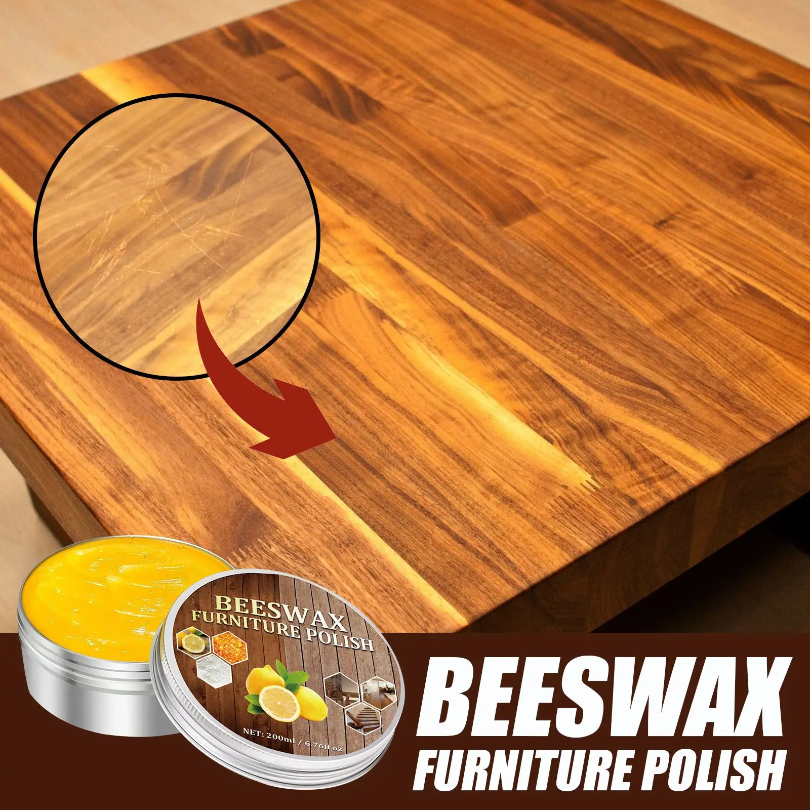 100/200ml Wood Furniture Polishing Wax Waterproof Repair Beeswax Solid Wood Furniture Maintenance Care Wax Home Decontamination