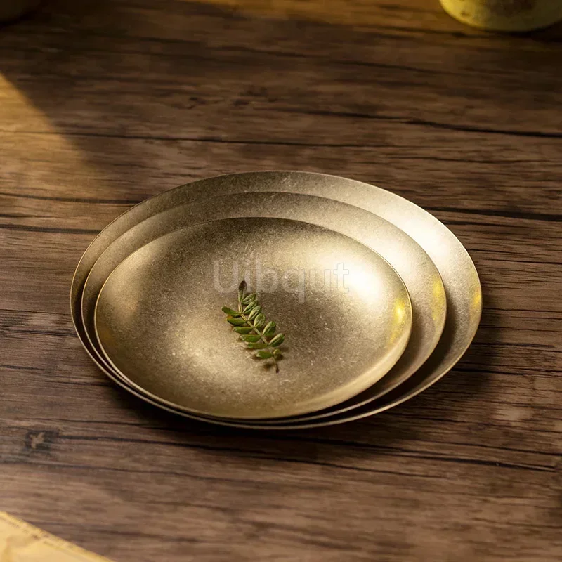 Gold Vintage Industrial Style Metal Dinner Plate Stainless Steel Outdoor Camping Western Food Plates French Restaurant Bone Dish