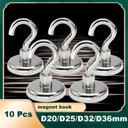 10 Pcs Strong Magnetic Hook Golden Hook Diameter 20mm 25mm 36mm 40mm 42mm 48mmNeodymium Magnets Hook Home Kitchen Workplace etc