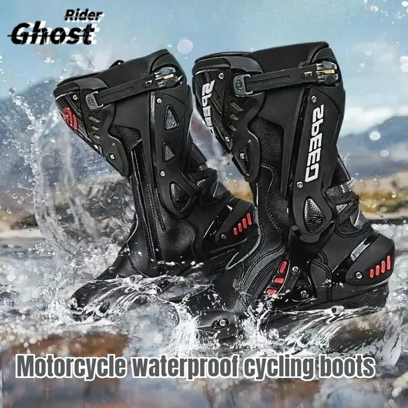 

HOT PRO-BIKER Motorcycle Boots Motorbike Anticollision Foot Ankle Protective Shoes Moto Riding Long Boot Off-road Racing Shoes