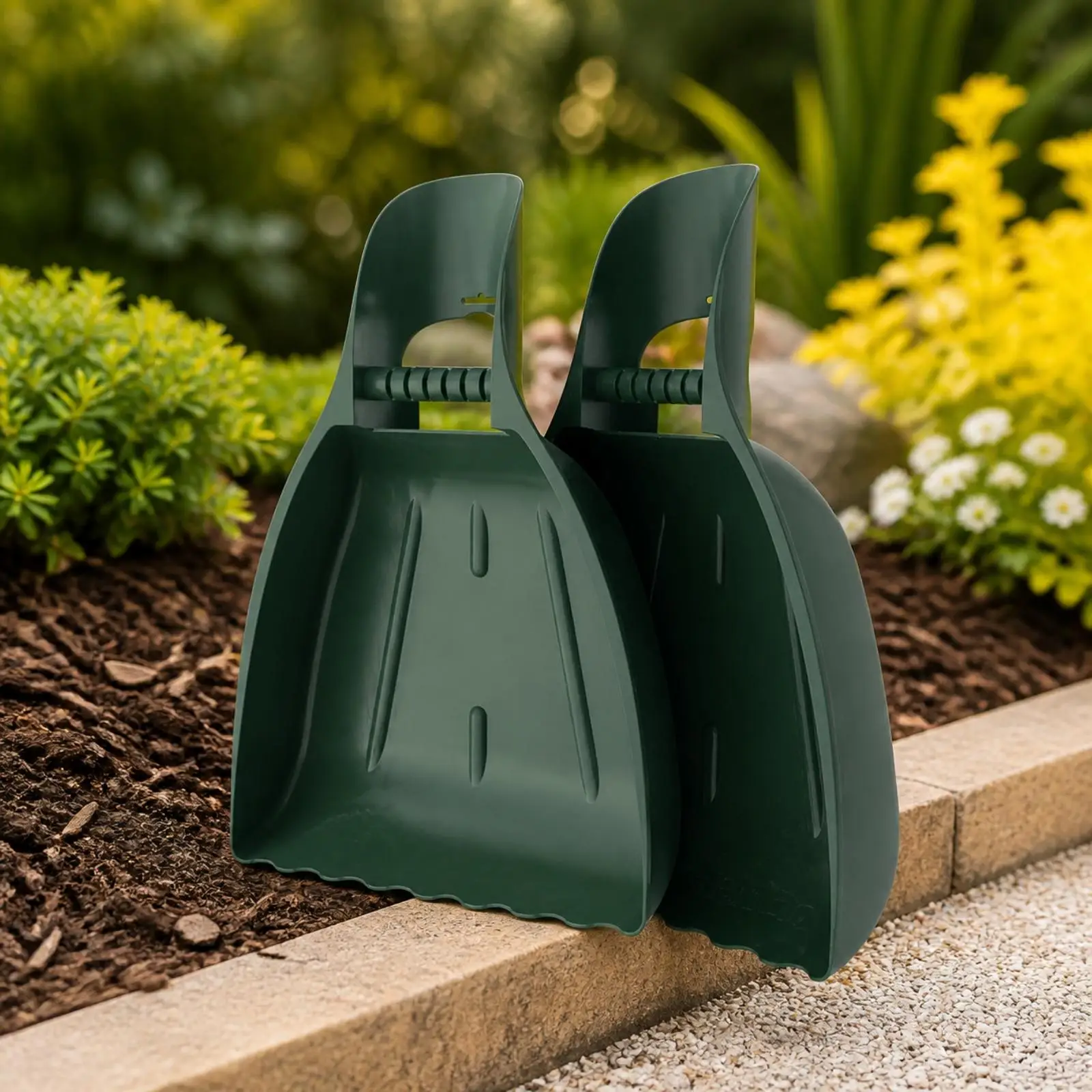 Handheld Leaf Scoop Grabber for Garden Leaves Plastic Lawn Cleanup Tool with Curved Body and Grip Handle