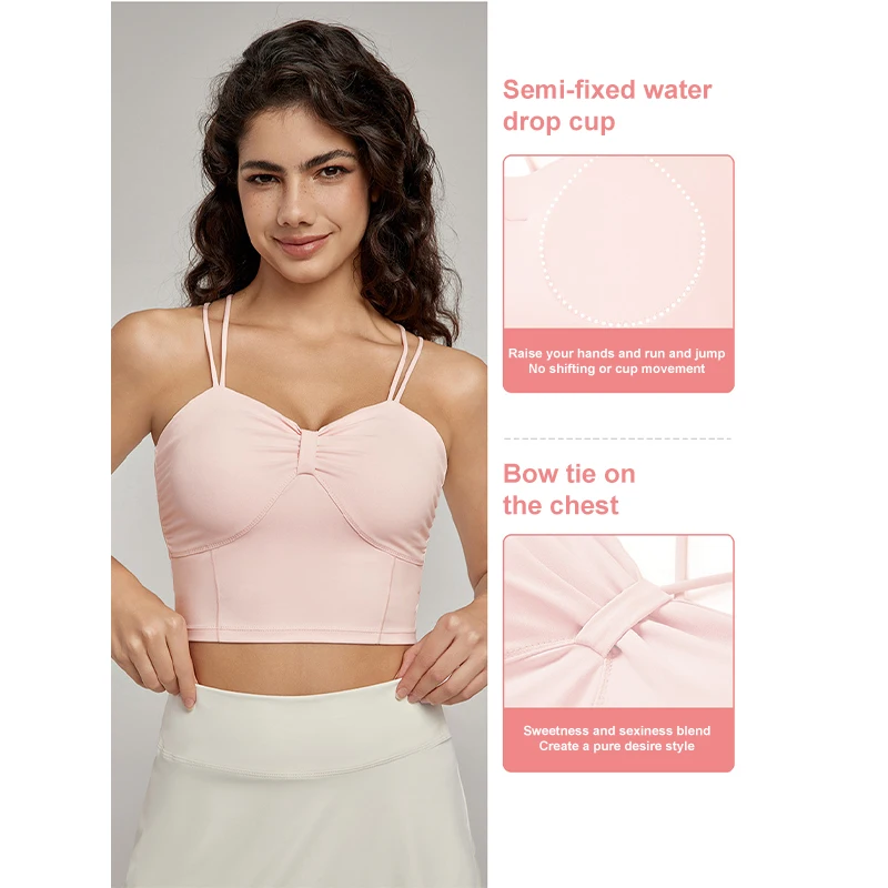 

Wrinkled Yoga Outfit,sexy Vest, Women's Bra, Chest Pad, Slim Fit, Slimming, Beautiful Back, Suspender Bra, Spicy Girl Top