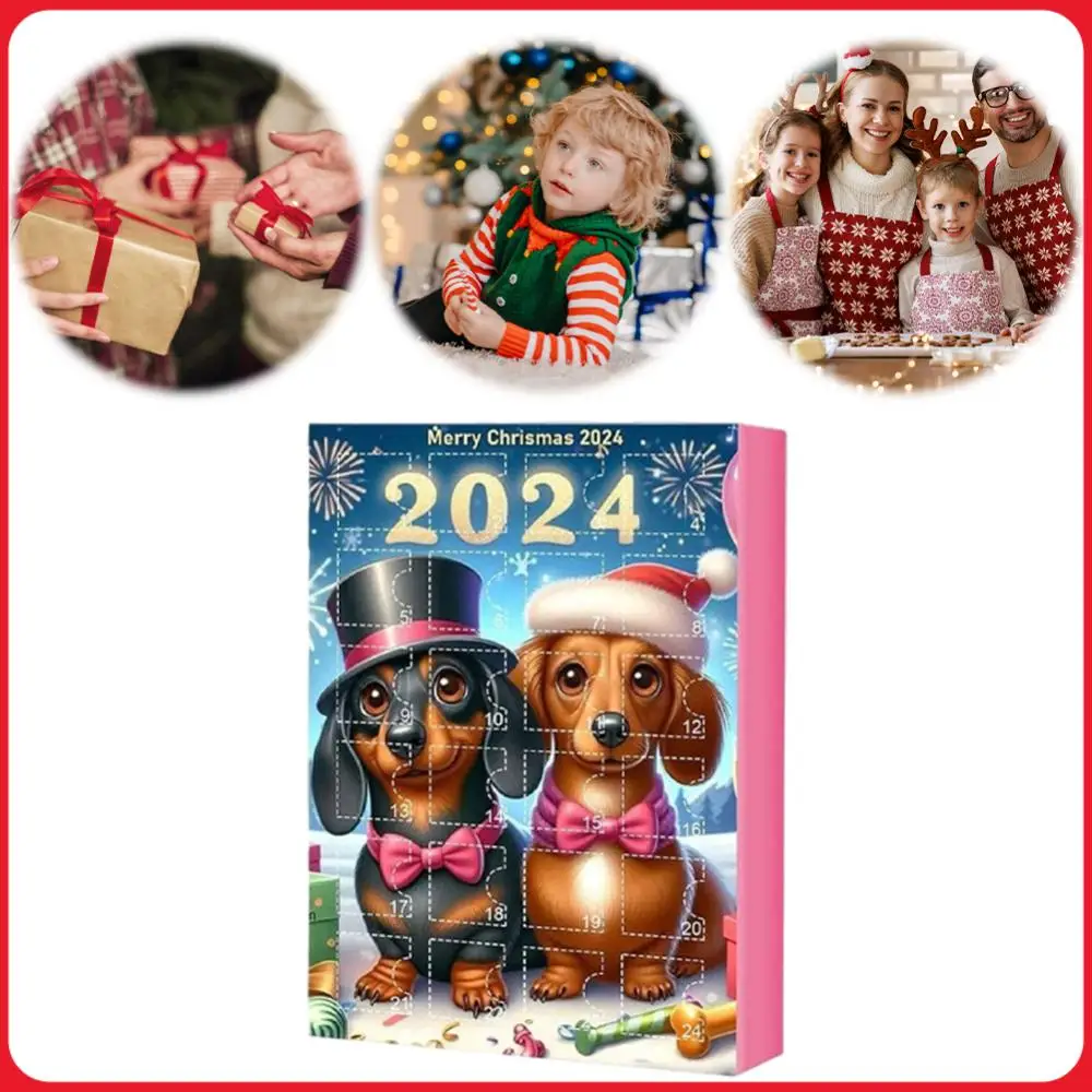 

2024 Dachshund Advent Calendar 24 Days of Christmas Collectible Funny Dog Set Cute Dachshund Toy Christmas Countdown Calendar