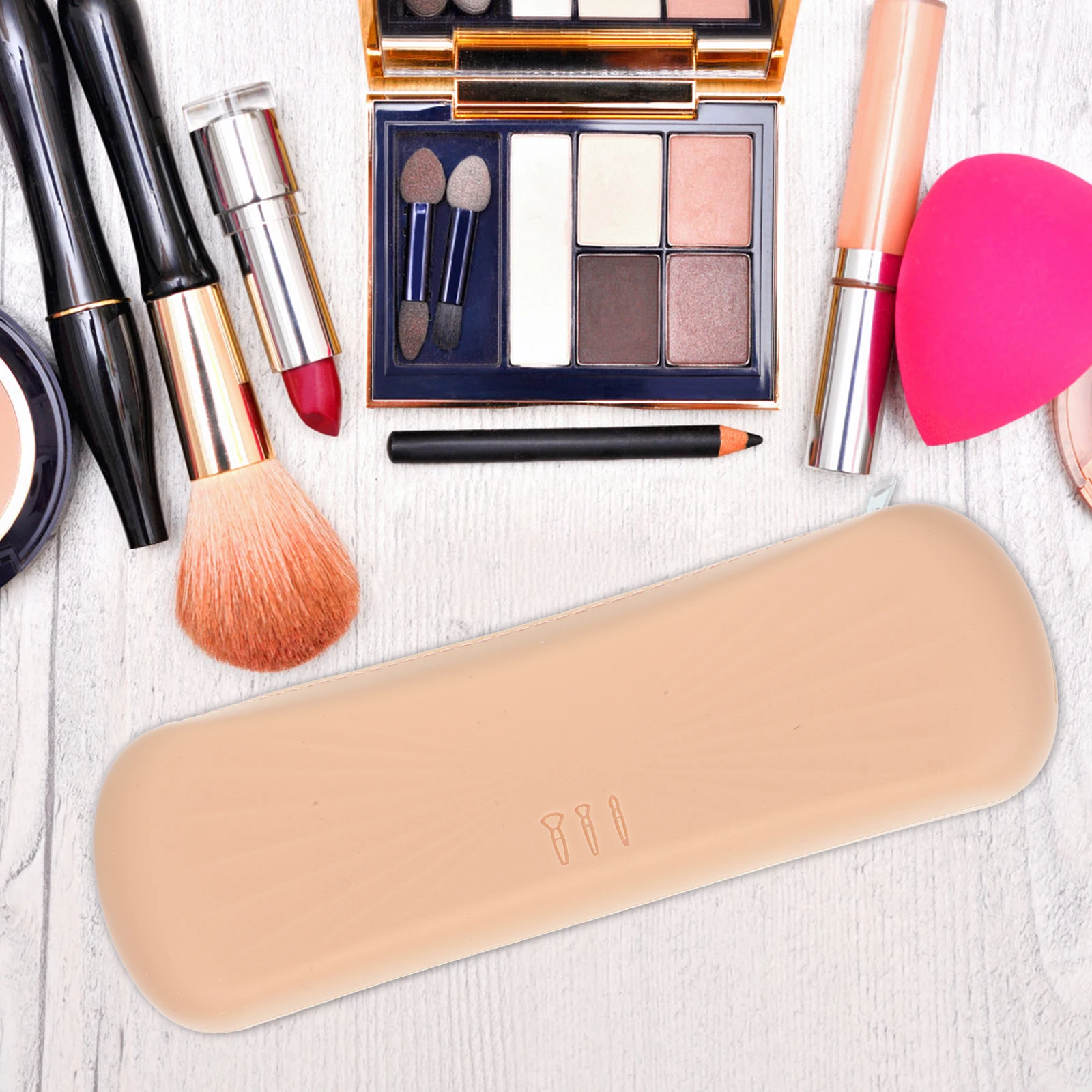 

Силиконовый держатель для кистей для макияжа, дорожный чехол, портативная сумка для хранения, органайзер на молнии для румян, теней для век, маленькие шт.