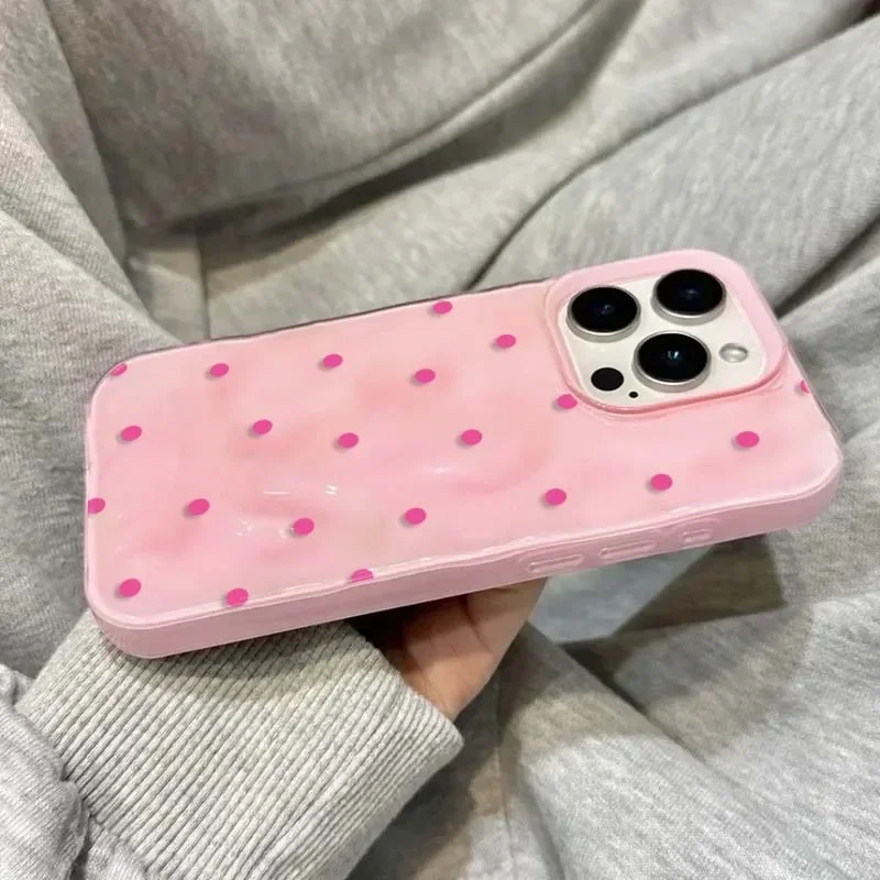Simple Solid Color Polka Dot Phone Case For iPhone 17 16 15 14 13 12 11 Pro Max Plus 17Air Shockproof Anti-fall Protective Cover