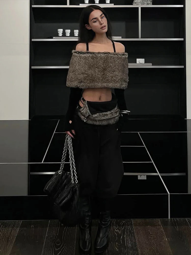 غريب سنور مثير فروي المرقعة تي شيرت المرأة الاتجاه مائل الرقبة كم كامل Coquette منتصف الليل نادي الحفلات تمتد نحيل المحاصيل الأعلى