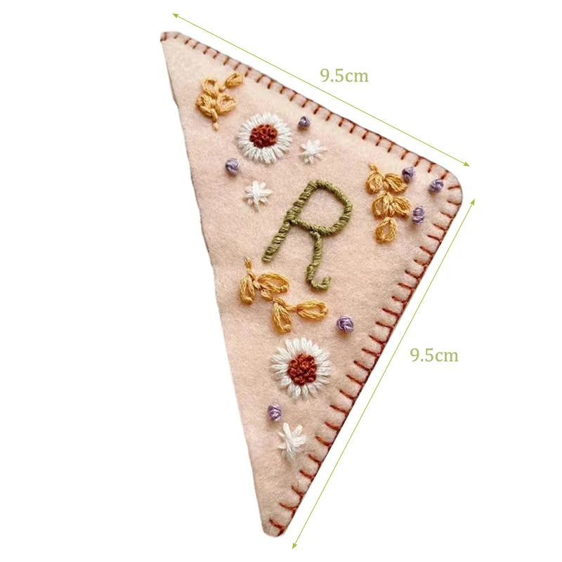 Personalized Hand Embroidered Corner Bookmarks Felt Triangle Marker Creative Chinese Embroidery Bookmarks Elegant Felt Flower